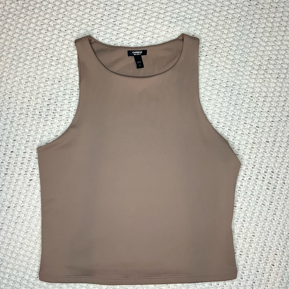 Women’s Body Contour Express Brown Fitted Crop Tank Top